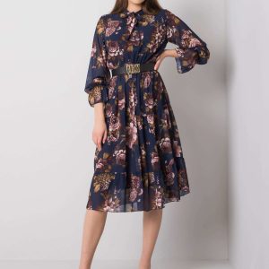 Navy blue flounce dress Fern