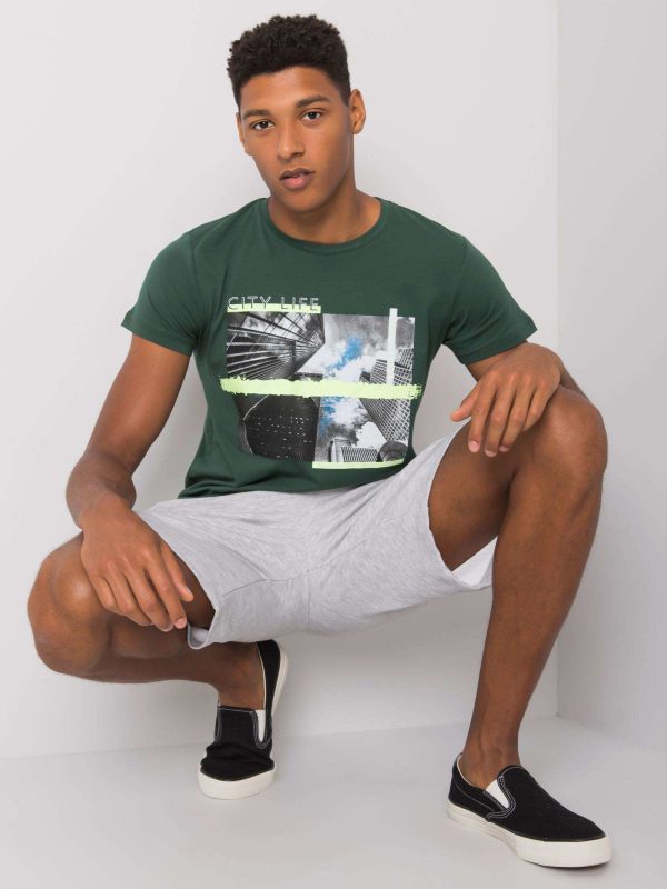 Khaki t-shirt for men with print Deacon