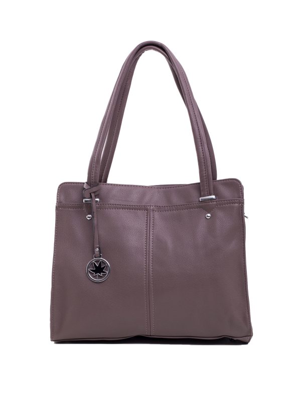 Khaki eco-leather city bag