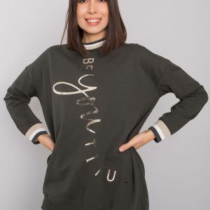 Dark khaki plus size cotton tunic with Jamellia inscription