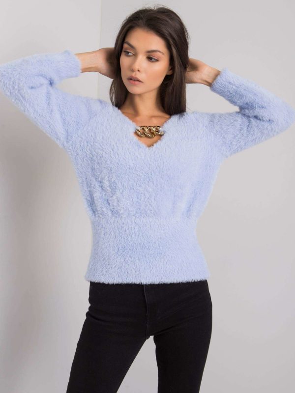 Light blue jumper with cutouts Leandre RUE PARIS