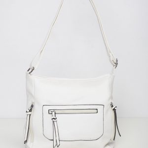 White handbag with long strap