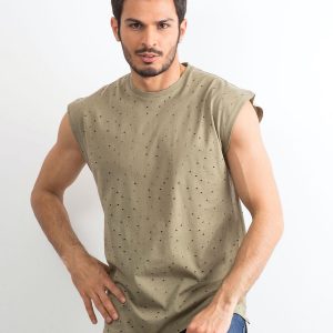 Khaki openwork men's top