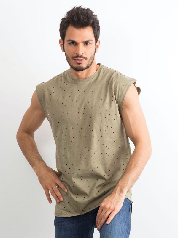 Khaki openwork men's top