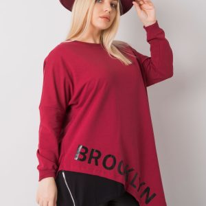 Burgundy plus size Exeter asymmetrical blouse