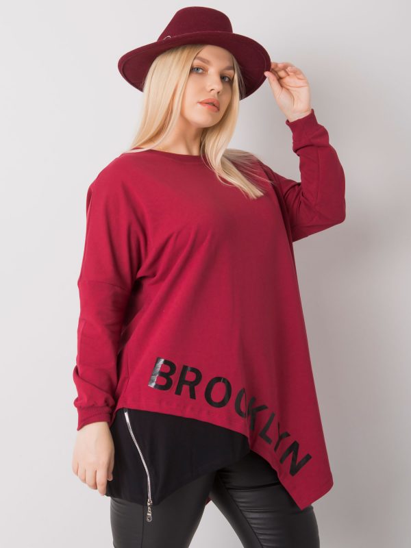 Burgundy plus size Exeter asymmetrical blouse