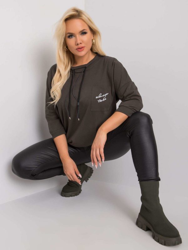 Dark Khaki Cotton Plus Size Shelly Sweatshirt