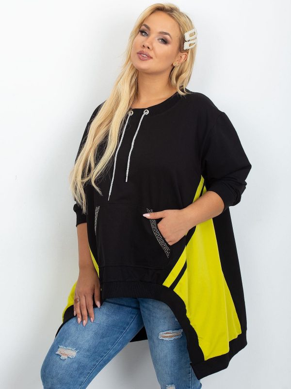 Black and lime plus size Relief sweatshirt