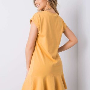 River Ruffle Mustard Dress