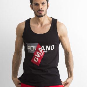 Men's Black Printed Tank Top