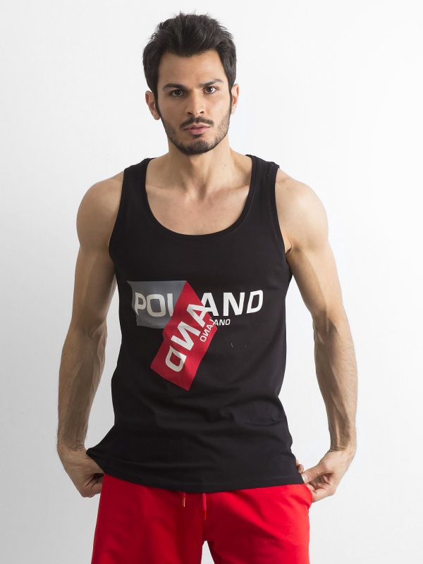 Men's Black Printed Tank Top