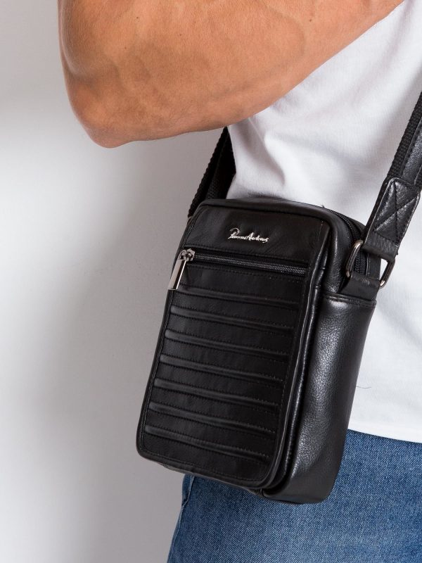 Black Men's Messenger Messenger with Decorative Flip