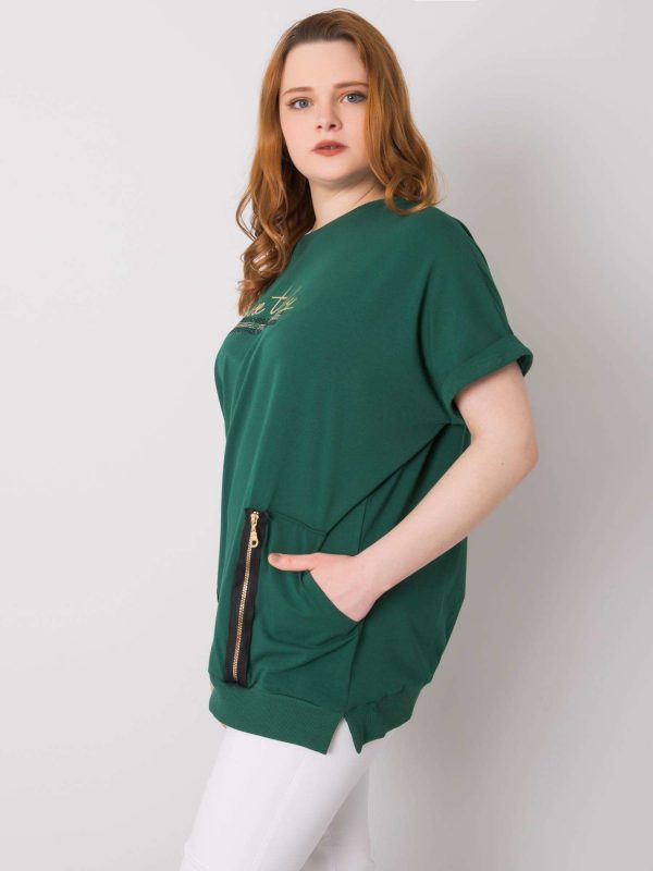 Dark green plus size blouse with Jessamy pockets