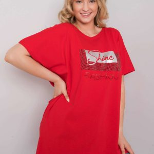 Red blouse plus size Lenora