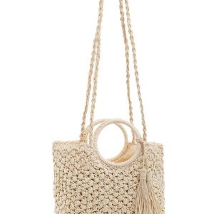 Beige braided handbag