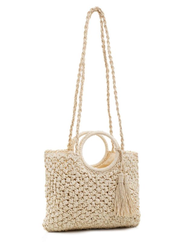 Beige braided handbag