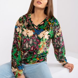 Women's green blouse with Ruby prints