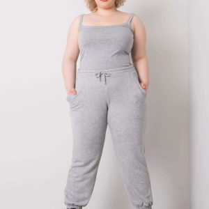 Grey melange plus size sweatpants in Ainhoa Cotton