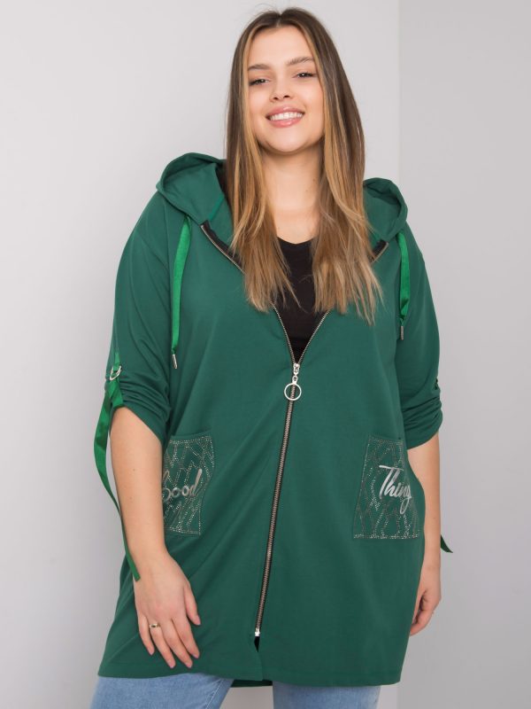 Dark Green Zurich Plus Size Zipper Sweatshirt