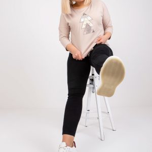 Light Beige Plus Size Blouse with Round Neck Beate