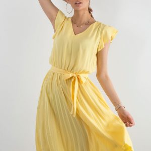 Yellow women's dress with binding