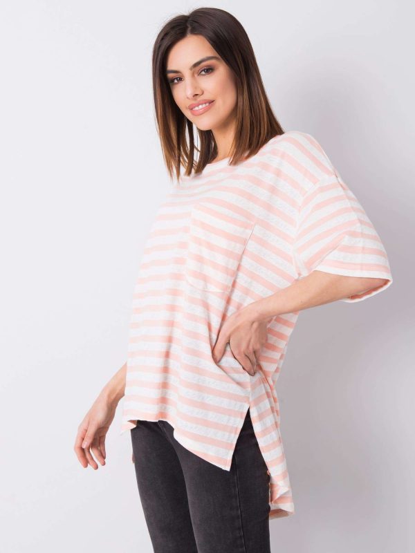 White and pink striped t-shirt Maxine RUE PARIS