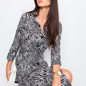 RUE PARIS Black and Grey Palladine Dress