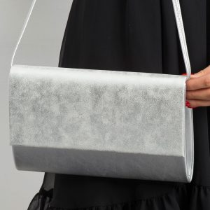 Silver eco-leather clutch bag