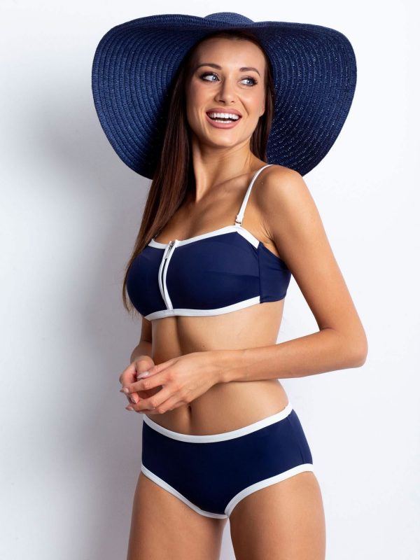 Navy Blue and White Neoclassical Swimsuit