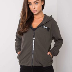 Dark khaki Anhelina zipper sweatshirt