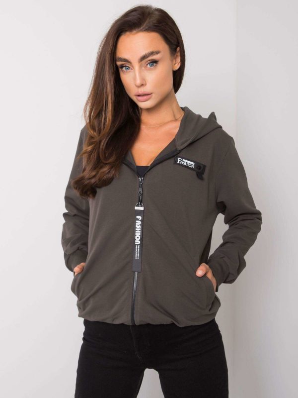 Dark khaki Anhelina zipper sweatshirt