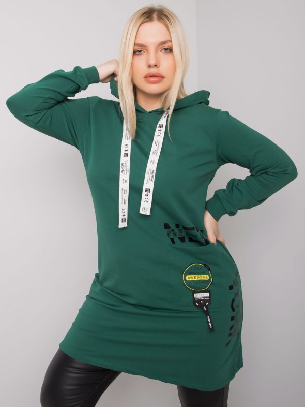 Dark Green Plus Size Tunic with Ashford Hooded