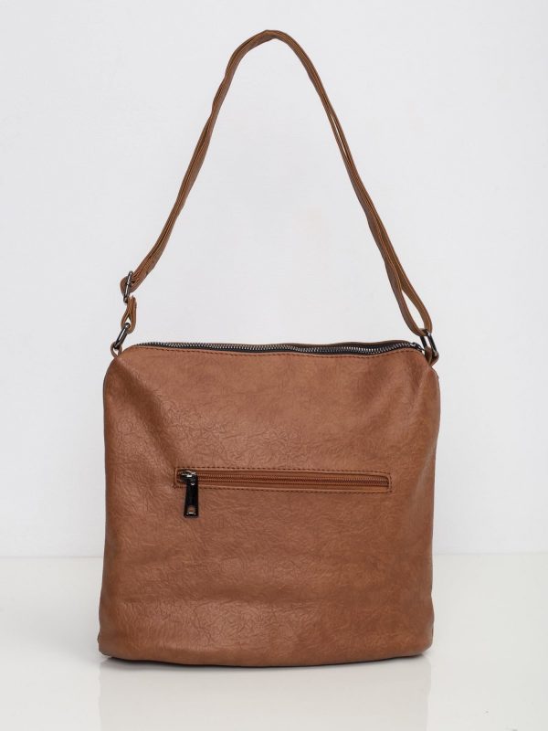 Brown women's handbag with zipper