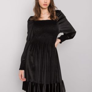 Black velour dress with ruffle Arezzo