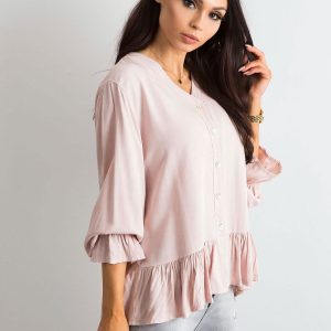 Light pink loose blouse with flounce