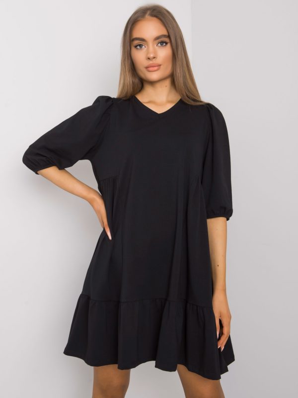 Yelda Black Cotton Dress