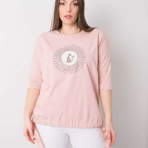 Dirty pink plus size blouse with Kitty applique