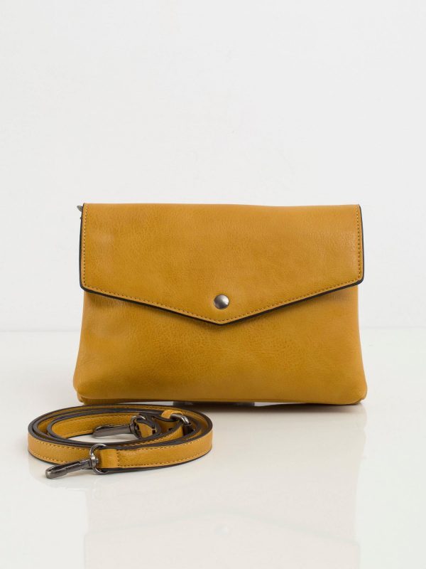 Mustard eco-leather handbag with flap