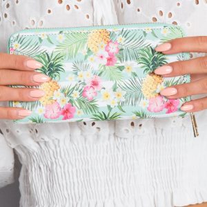 White and mint wallet with print