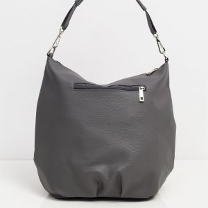 Silver/grey handbag made of glossy eco-leather