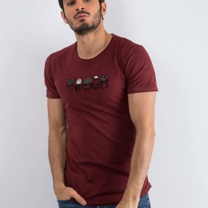 Brown T-shirt for men Embroider