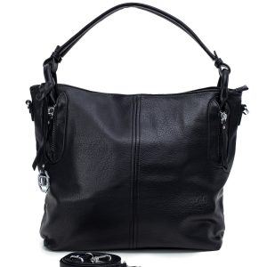 Black Eco Leather Shoulder Bag