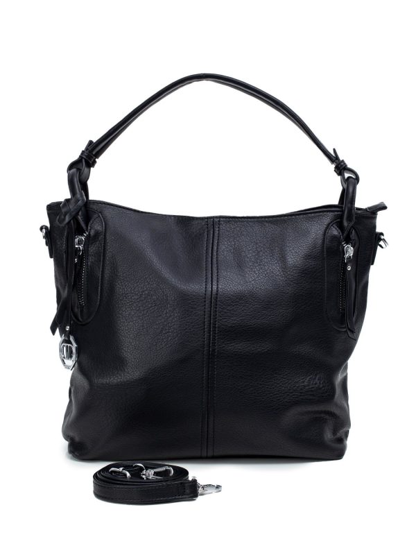 Black Eco Leather Shoulder Bag