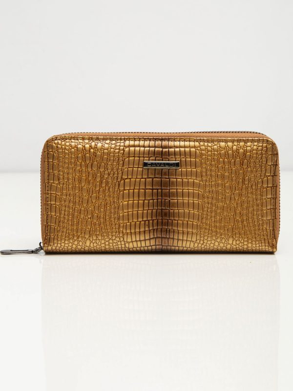 Gold Zipper Leather Wallet