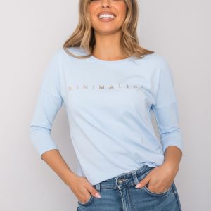 Light blue cotton blouse with cantrice inscription