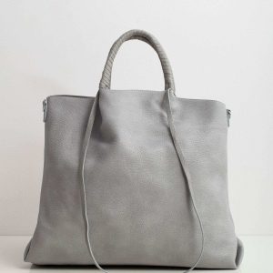 Grey large bag made of eco leather