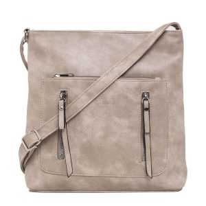 Dark beige faux leather handbag