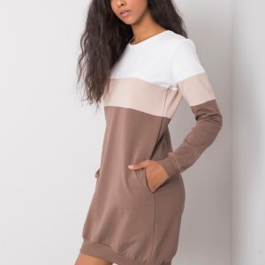 White and brown dress Feliciana RUE PARIS