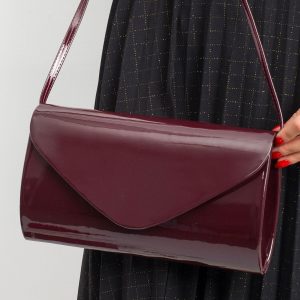 Burgundy lacquered clutch bag