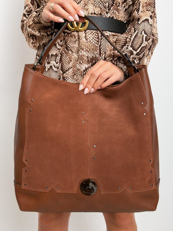 Brown Imitation Leather Handbag